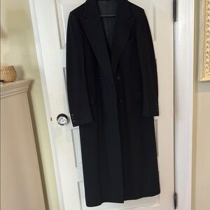 Woman’s Burberry midnight navy cashmere , line, wool double breasted overcoat.